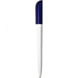 PR0006А Ручка с поворотным механизмом бело-синяя глянцевая